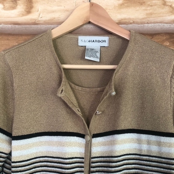 Sag Harbor striped layered cardigan & mock shell size small - Picture 5 of 10